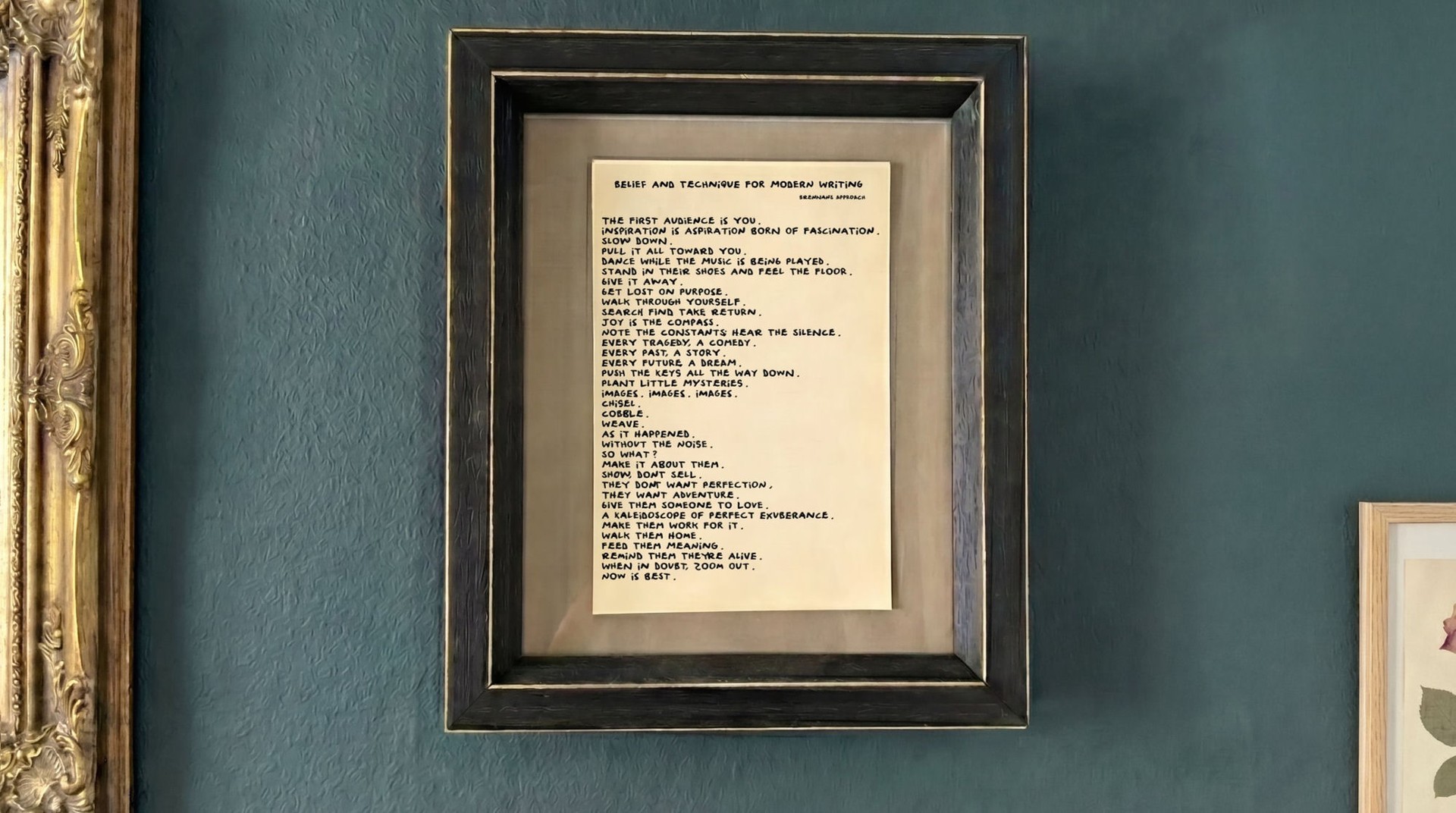 Brennan's Rules to Write By — handwritten note on a writer's desk